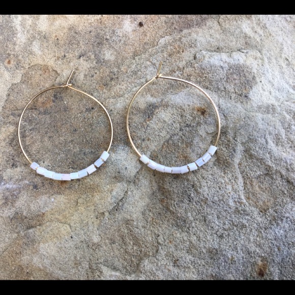 Jewelry - Sleek Gold Hoops with Mini Glass Beads